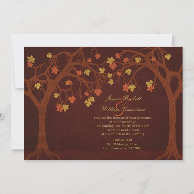 Autumn / Fall Trees Wedding Invitation (Front)