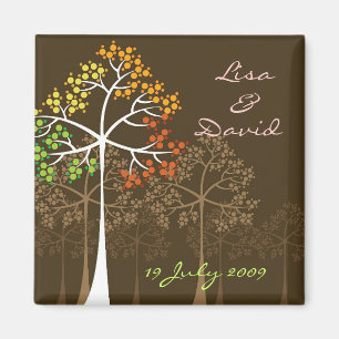 Autumn Fall Trees Woodland Wedding Save The Date Magnet