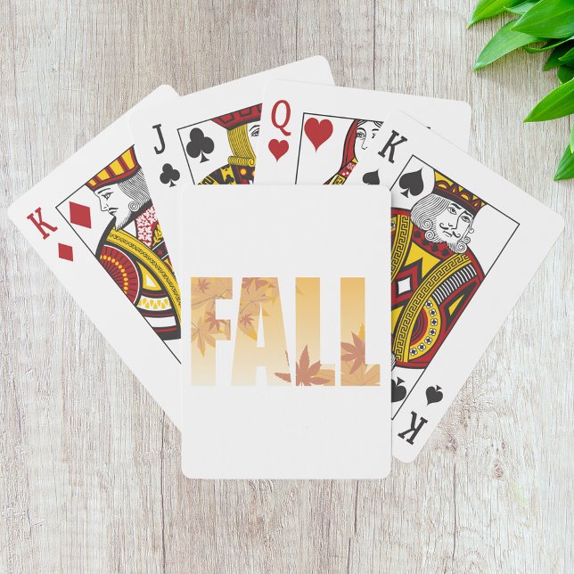 Autumn Fall Typography Design with Leaves  Poker Cards (Creator Uploaded)