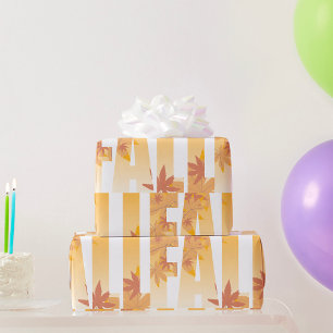 Autumn Fall Typography Design with Leaves  Wrapping Paper