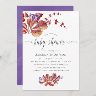 Autumn - Fall Watercolor Baby Shower Invitation