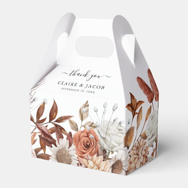 Autumn Fall Watercolor Elegant Wedding Thank You F Favor Boxes (Front Side)