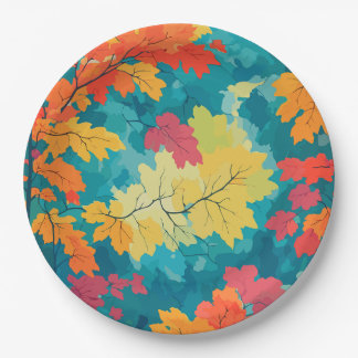 Autumn fall watercolor floral baby shower paper plates