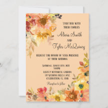 Autumn Fall Watercolor Floral Simplistic Wedding  