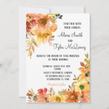 Autumn Fall Watercolor Floral Simplistic Wedding 