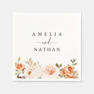 Autumn Fall Watercolor Flower Wedding Napkins