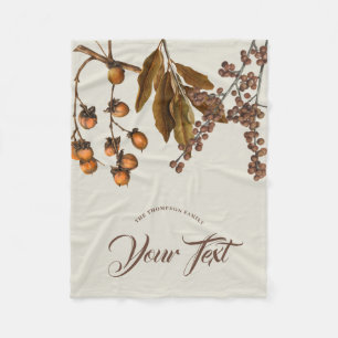 Autumn Fall Watercolor Foliage Leaves Custom Text Fleece Blanket
