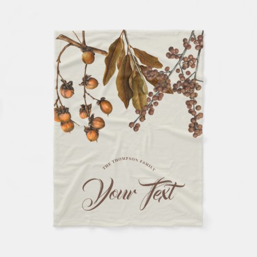 Autumn Fall Watercolor Foliage Leaves Custom Text Fleece Blanket