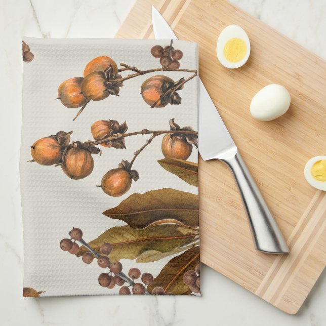 Autumn Fall Watercolor Foliage Leaves  Kitchen Towel (Quarter Fold)