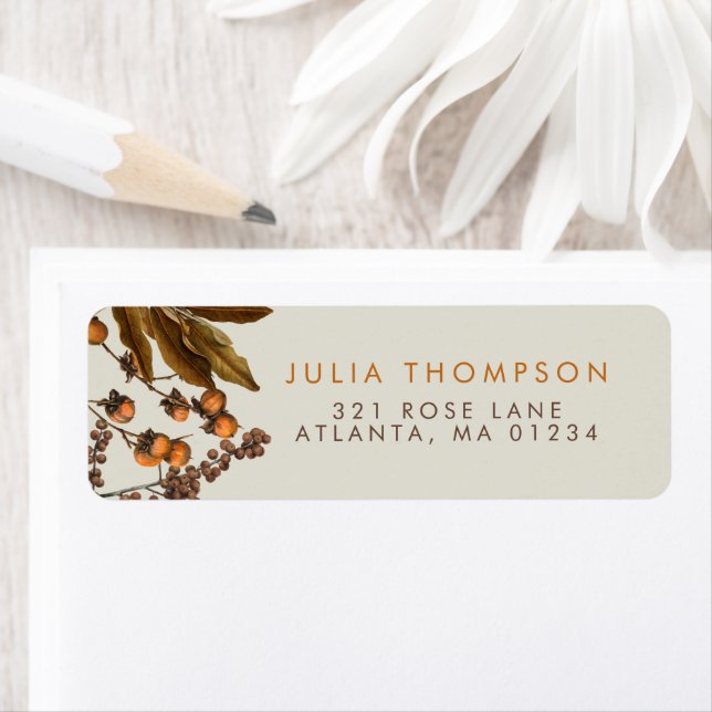 Autumn Fall Watercolor Foliage Leaves  Label (Insitu)