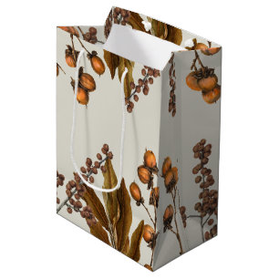 Autumn Fall Watercolor Foliage Leaves Medium Gift Bag