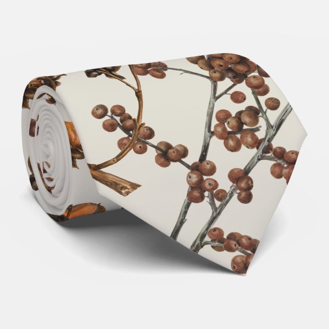 Autumn Fall Watercolor Foliage Leaves  Neck Tie (Rolled)