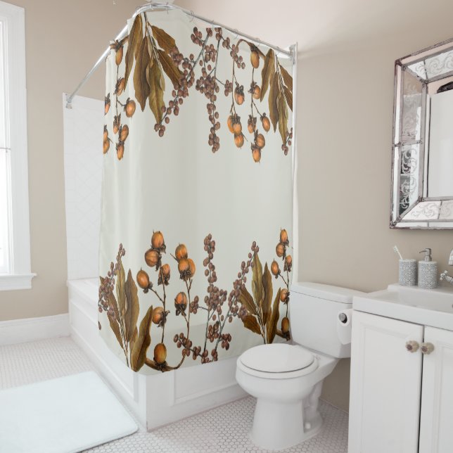 Autumn Fall Watercolor Foliage Leaves  Shower Curtain (In Situ)