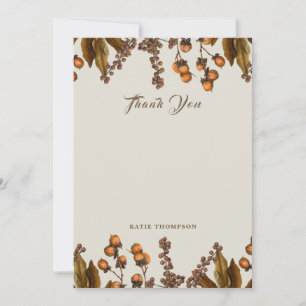 Autumn Fall Watercolor Foliage Leaves  Thank You Card