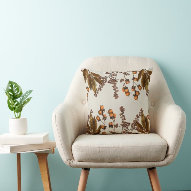 Autumn Fall Watercolor Foliage Leaves  Throw Pillow (Chair)