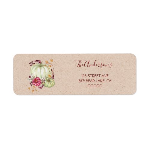 Autumn Fall Watercolor Pumpkin And Peony Label