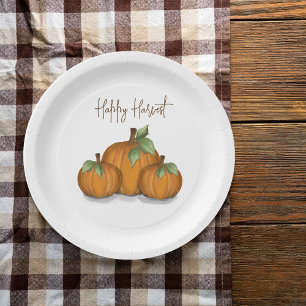Autumn Fall Watercolor Pumpkin Elegant Harvest Paper Plates