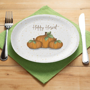 Autumn Fall Watercolor Pumpkin Elegant Harvest Paper Plates
