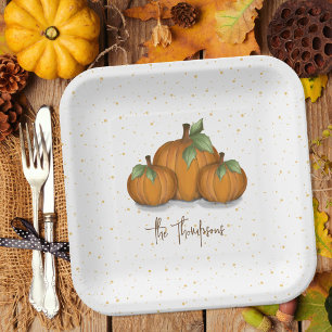 Autumn Fall Watercolor Pumpkin Elegant Harvest Paper Plates
