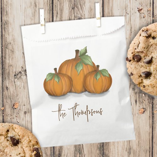 Autumn Fall Watercolor Pumpkin Harvest Elegant Favor Bag