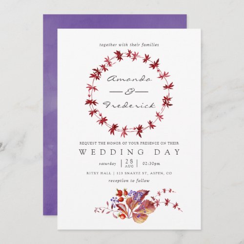 Autumn _ Fall Watercolor Wedding Invitation