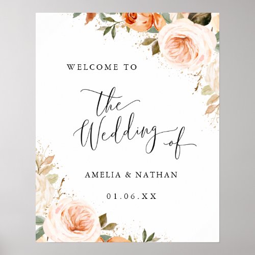 Autumn Fall Watercolor Welcome Wedding Poster