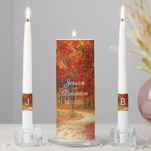 Autumn Fall Wedding Beautiful Rustic Wedding Unity Candle Set