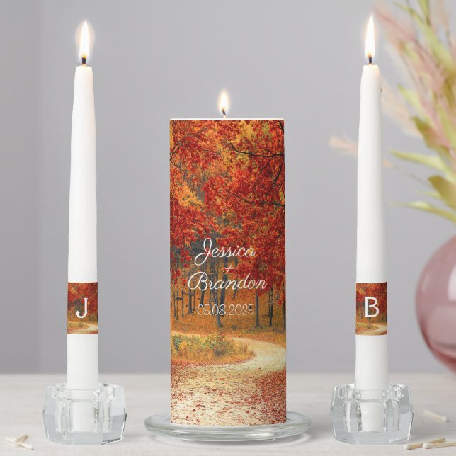 Autumn Fall Wedding Beautiful Rustic Wedding Unity Candle Set (In Situ)