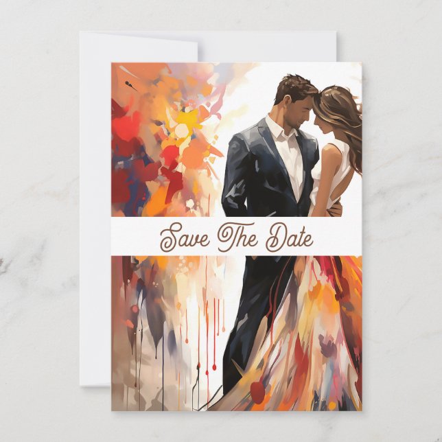Autumn Fall  Wedding Couple Save the Date (Front)