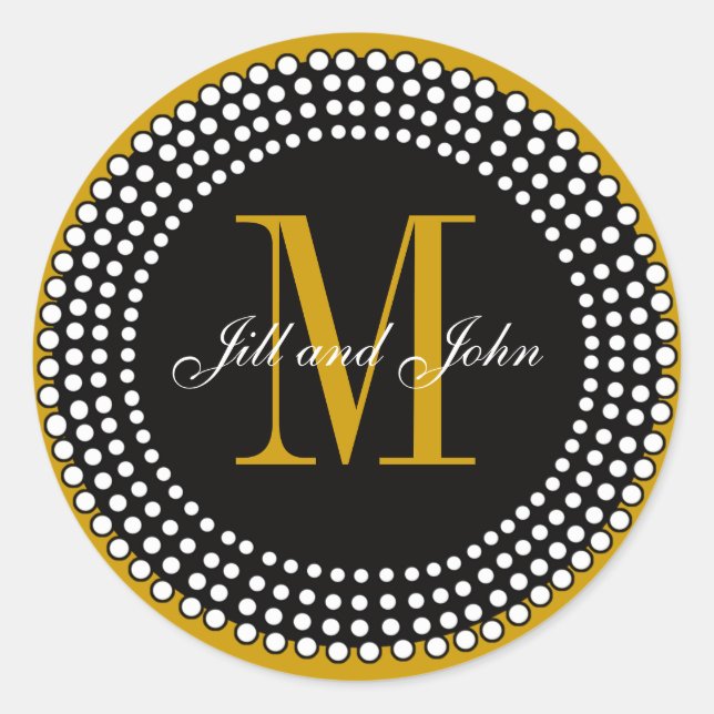 Autumn Fall Wedding Gold Monogram Label (Front)