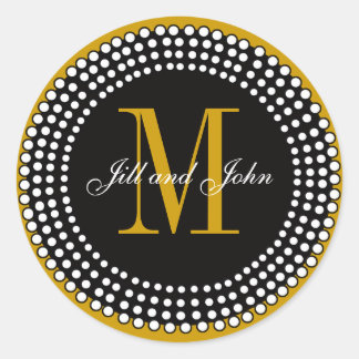 Autumn Fall Wedding Gold Monogram Label
