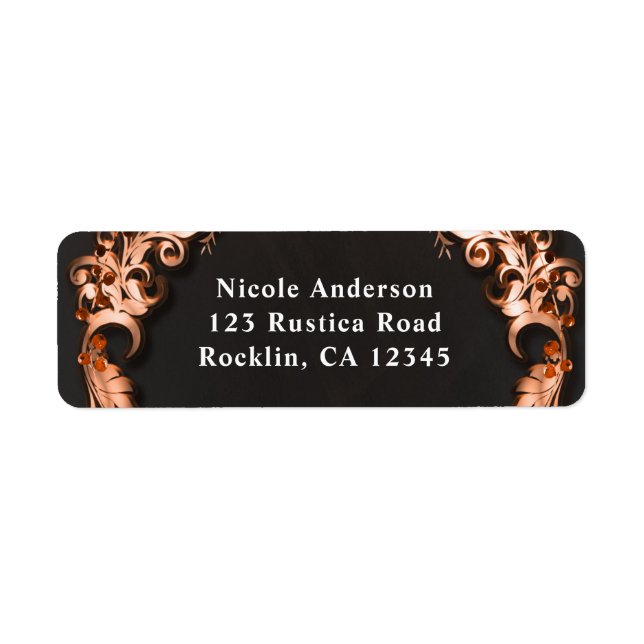 Autumn Fall Wedding Orange Floral Flowers Elegant Label (Front)