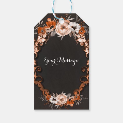 Autumn Fall Wedding Orange Floral Flowers Favor Gift Tags
