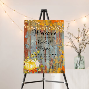 Autumn Fall Wedding Watercolor Welcome Sign