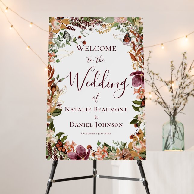 Autumn Fall Wedding Welcome Sign (In Situ (Stand))