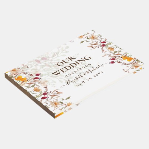 Autumn Fall Wildflowers Wedding Guest Book