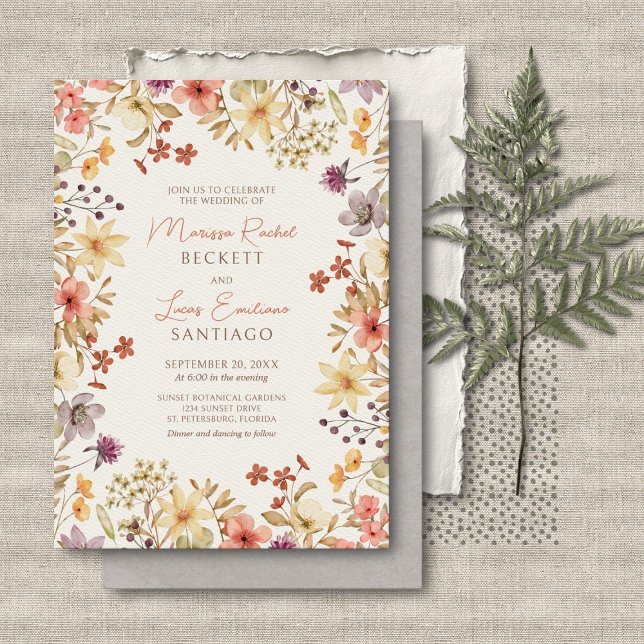 Autumn Fall Wildflowers Wedding Invitation (Creator Uploaded)