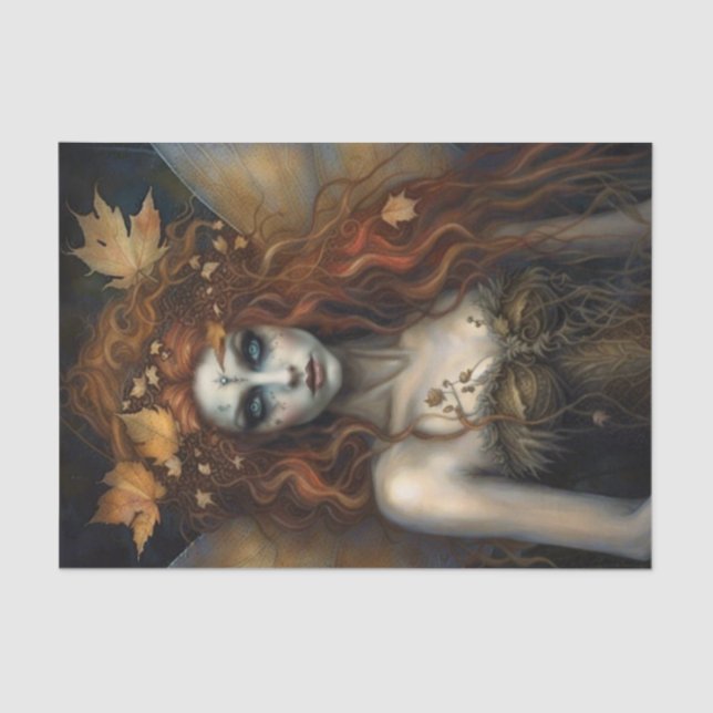 Autumn Fall Woodland Gothic Fairy Decoupage Paper (Front)