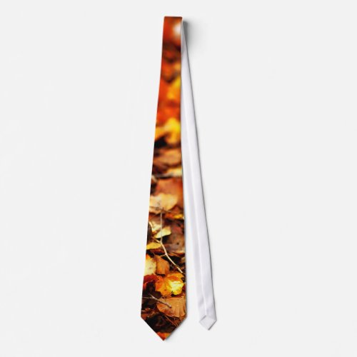 Autumn fallen leaves tie