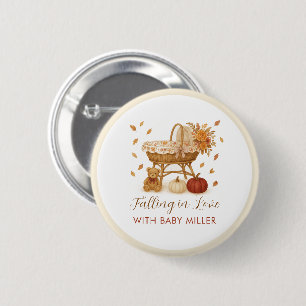 Autumn Falling in Love Baby Shower Button