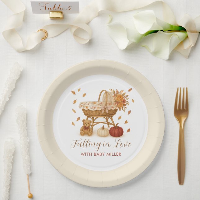 Autumn Falling in Love Baby Shower  Paper Plates (Wedding)