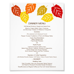 Autumn Falling Leaves 8x10 Table Menu for Framing Photo Print