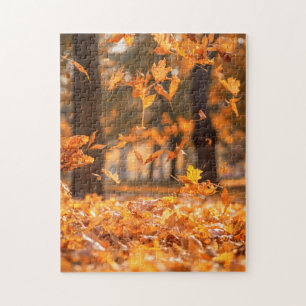 Autumn Falling Leaves Jigsaw Puzzle