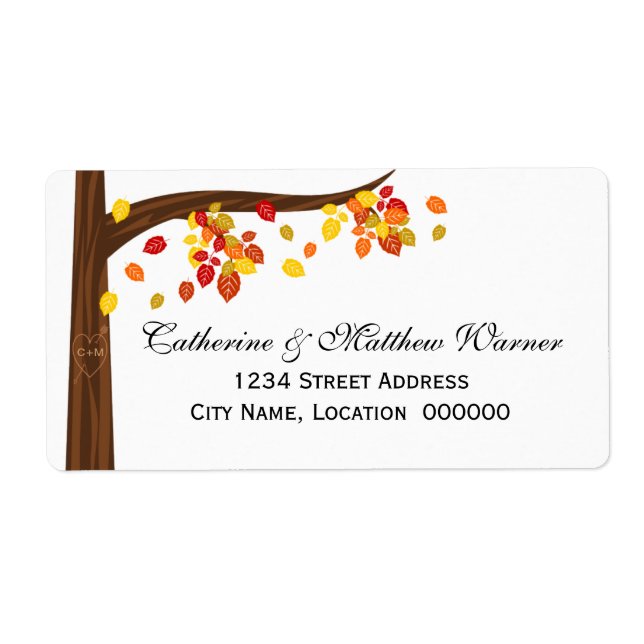 Autumn Falling Leaves Label (Front)