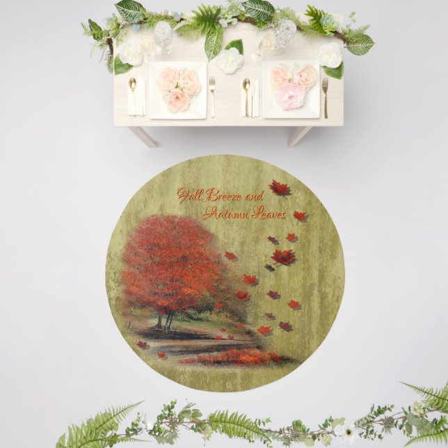 Autumn Falling Leaves Landscape Outdoor Rug (Insitu (Wedding 2))
