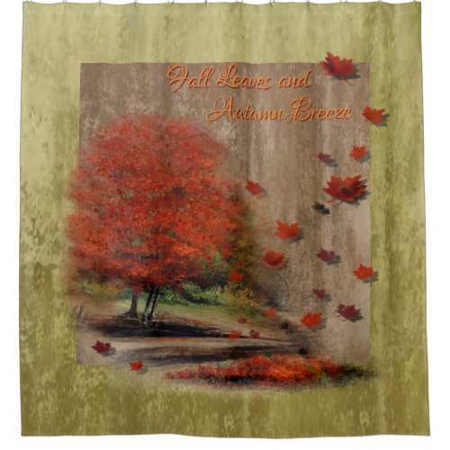 Autumn Falling Leaves Landscape Shower Curtain