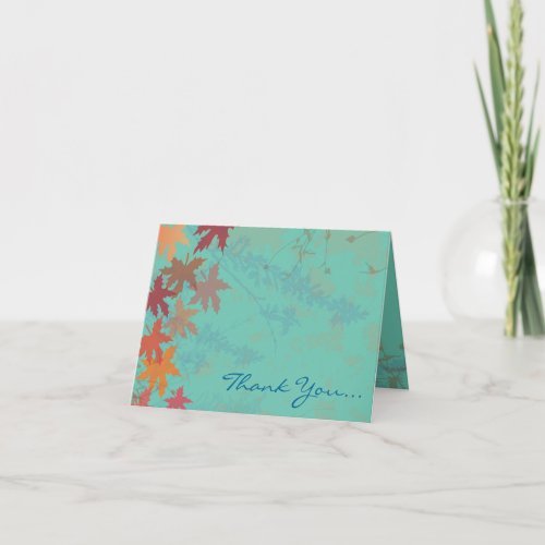 Autumn Falling Leaves Matching Thank You Card