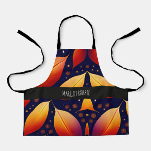 Autumn falling leaves Orange Isometric Pattern Apron