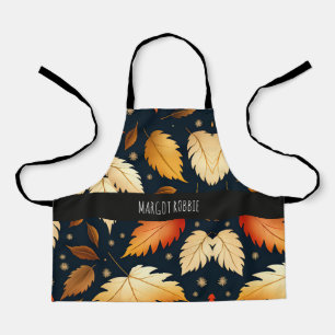 Autumn falling leaves Orange Retro Pattern Apron