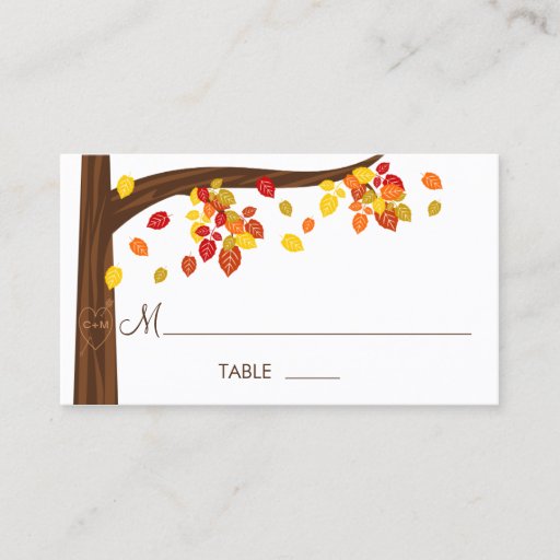 Customizable Autumn Falling Leaves Place Cards Business Cards